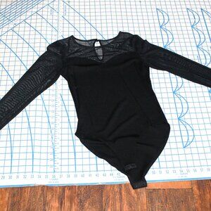 Mark by Avon Black Sweetheart Bodysuit w/ Mesh, Size Small